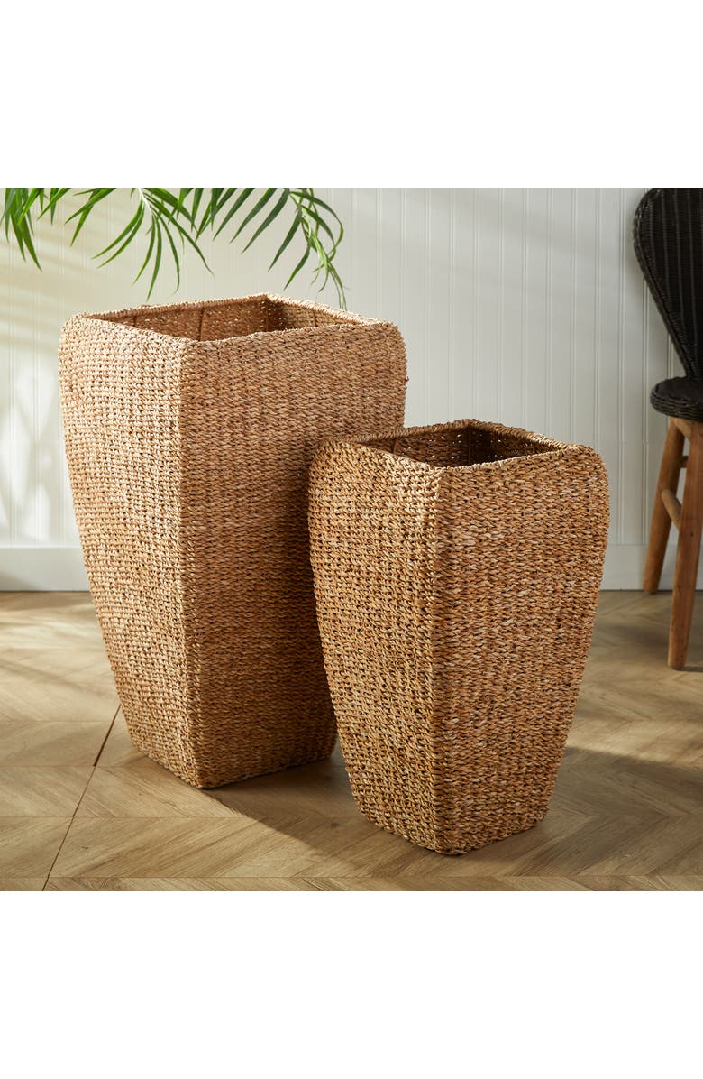 Napa Home & Garden Seagrass Tall Square Planters, Set of 2, Alternate, color, Brown