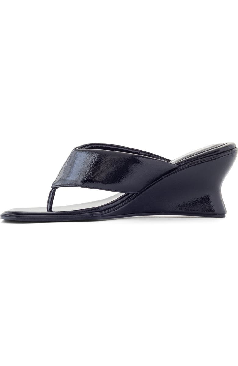 Therapy Australia LENNOX Square Toe Wedge Thong Heel, Alternate, color, Black Crinkled Patent Pu