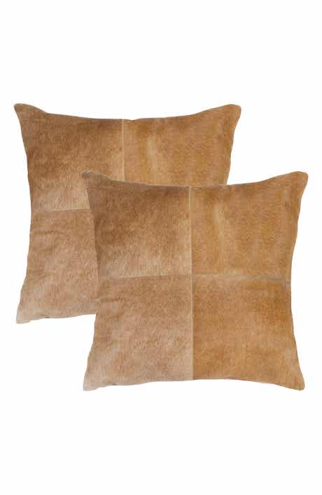 2-Pack Torino Quattro Genuine Cowhide Pillow 18" x 18" - Chocolate/White
