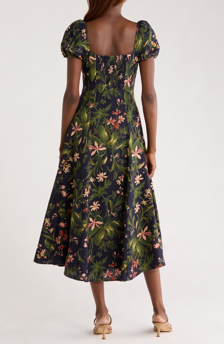 PAIGE Lindi Floral Silk & Linen Paneled Midi Shirtdress, Alternate, color, Dark Navy Multi