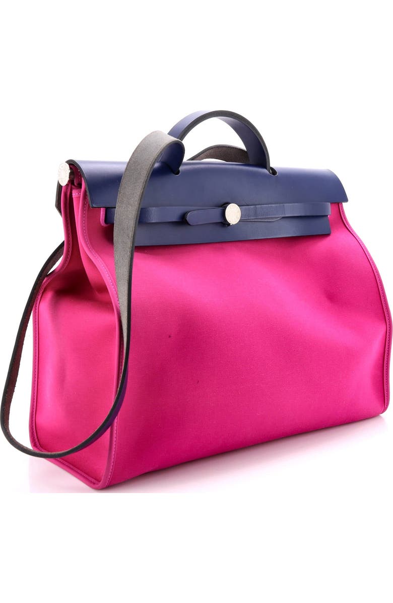 Pre-Owned Hermes Herbag Zip Leather and Toile 39, Alternate, color, Rose Pourpre