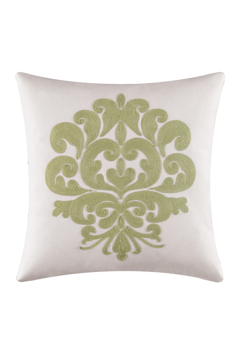 Providence Cucumber Chain Stitch Pillow, 18" x 18", Main, color, Green
