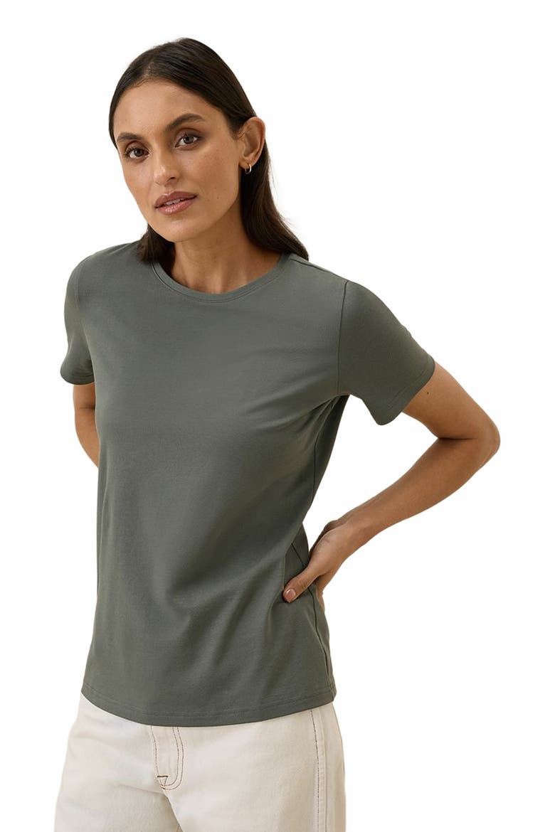 Luxe Stretch Jersey Slim Tee, Alternate, color, Castor Green