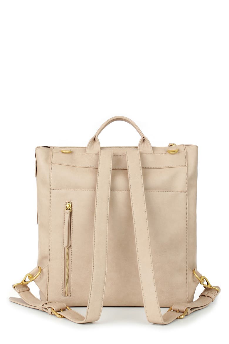 Faux Leather Diaper Bag, Alternate, color, BEIGE