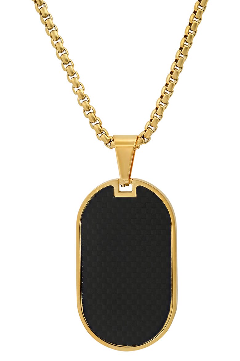 HMY JEWELRY Black Dog Tag Pendant Necklace, Main, color, BLACK / YELLOW