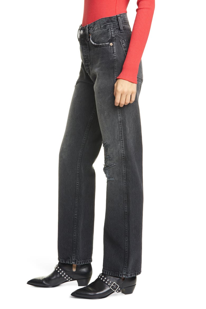 Originals High Waist Loose Jeans, Alternate, color, WORN IN BLACK