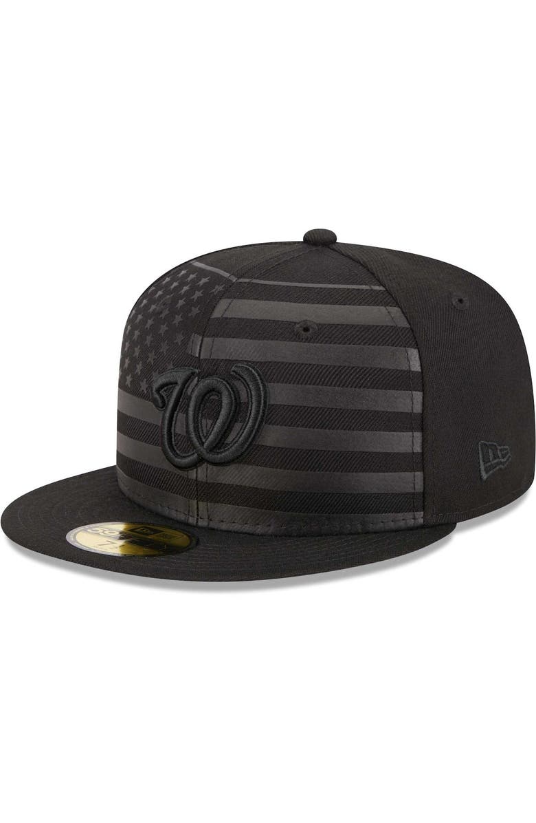 New Era Men's New Era  Black Washington Nationals Tonal Flag 59FIFTY Fitted Hat, Main, color, 