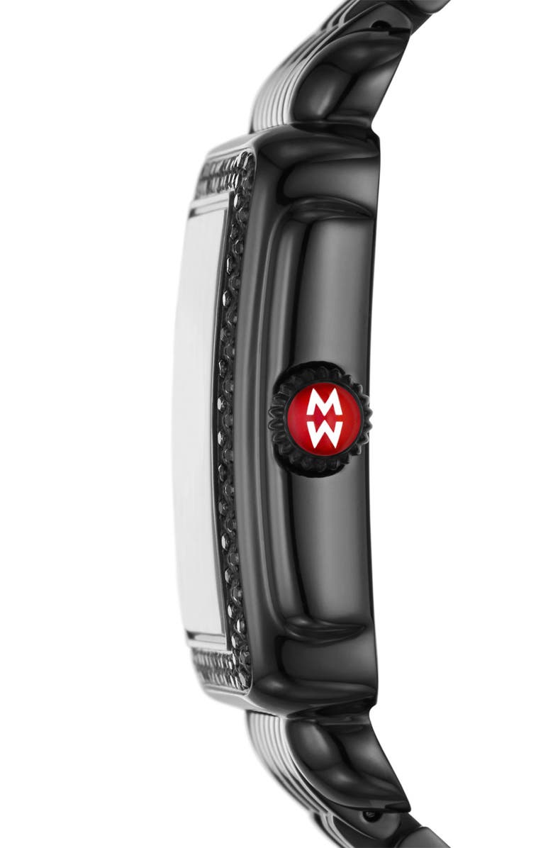 MICHELE Deco Mid Noir Diamond Watch Head & Bracelet, 31mm, Alternate, color, 