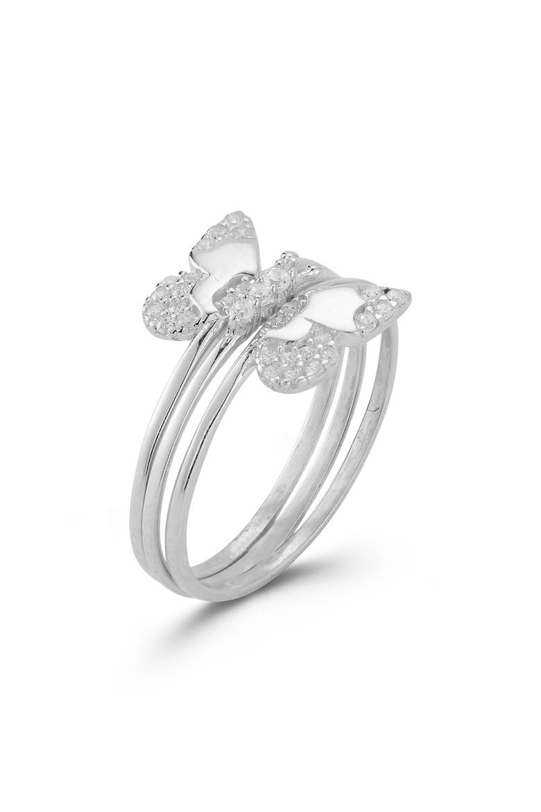 Butterfly Set of 3 Stackable Rings, Alternate, color, SILVER