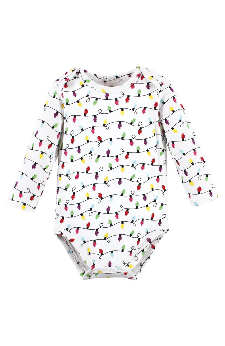 Hudson Baby Infant Breathable Cotton Long-Sleeve Bodysuit Bundle 3 Count, Alternate, color, Merry And Bright