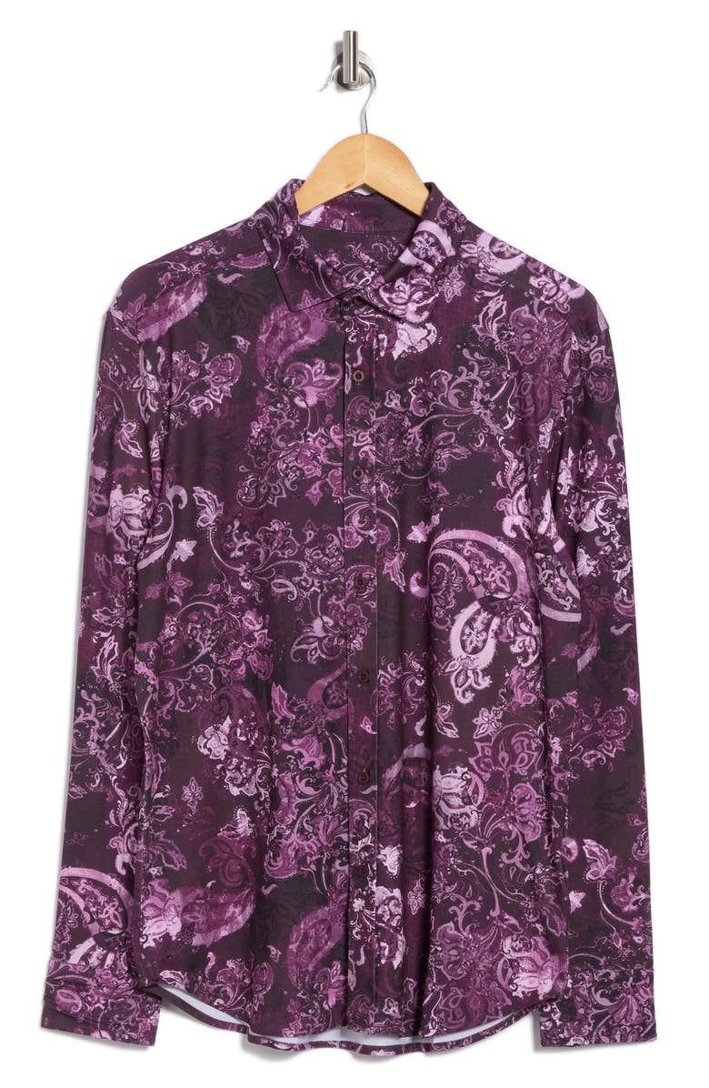 Robert Graham Catalano Paisley Button-Up Shirt, Alternate, color, Berry
