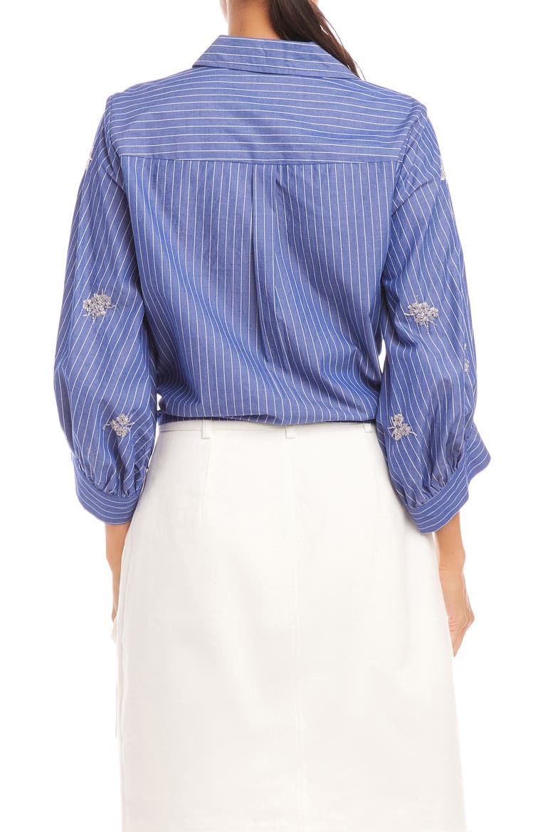 Tie Front Embellished Pinstripe Button-Up Shirt, Alternate, color, STRIPE