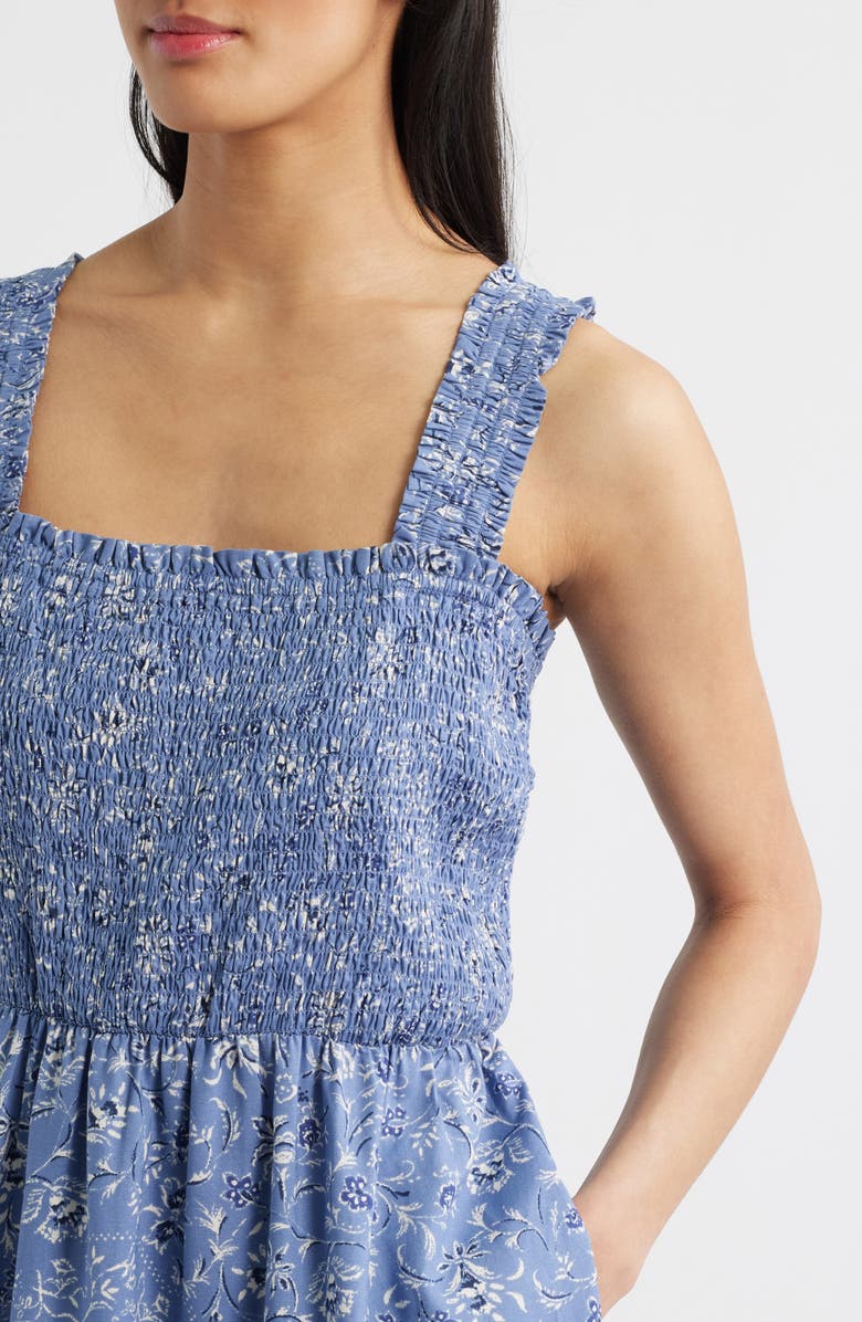 beachlunchlounge Elissa Print Sundress, Alternate, color, Spica Blue