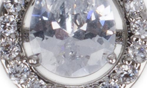 Cz By Kenneth Jay Lane Pear Cubic Zirconia Halo Stud Earrings In Clear Silver