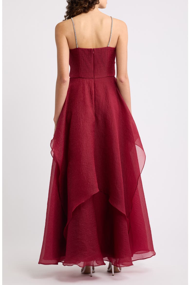 Embellished Strap Tiered Ballgown, Alternate, color, WINE