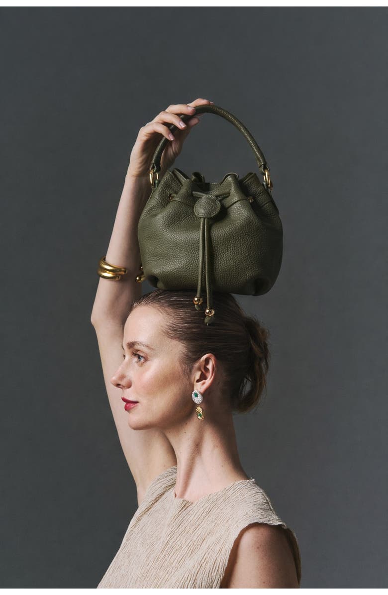 ROSZUAR Sienne Luxury Bucket Handbag, Alternate, color, Olive