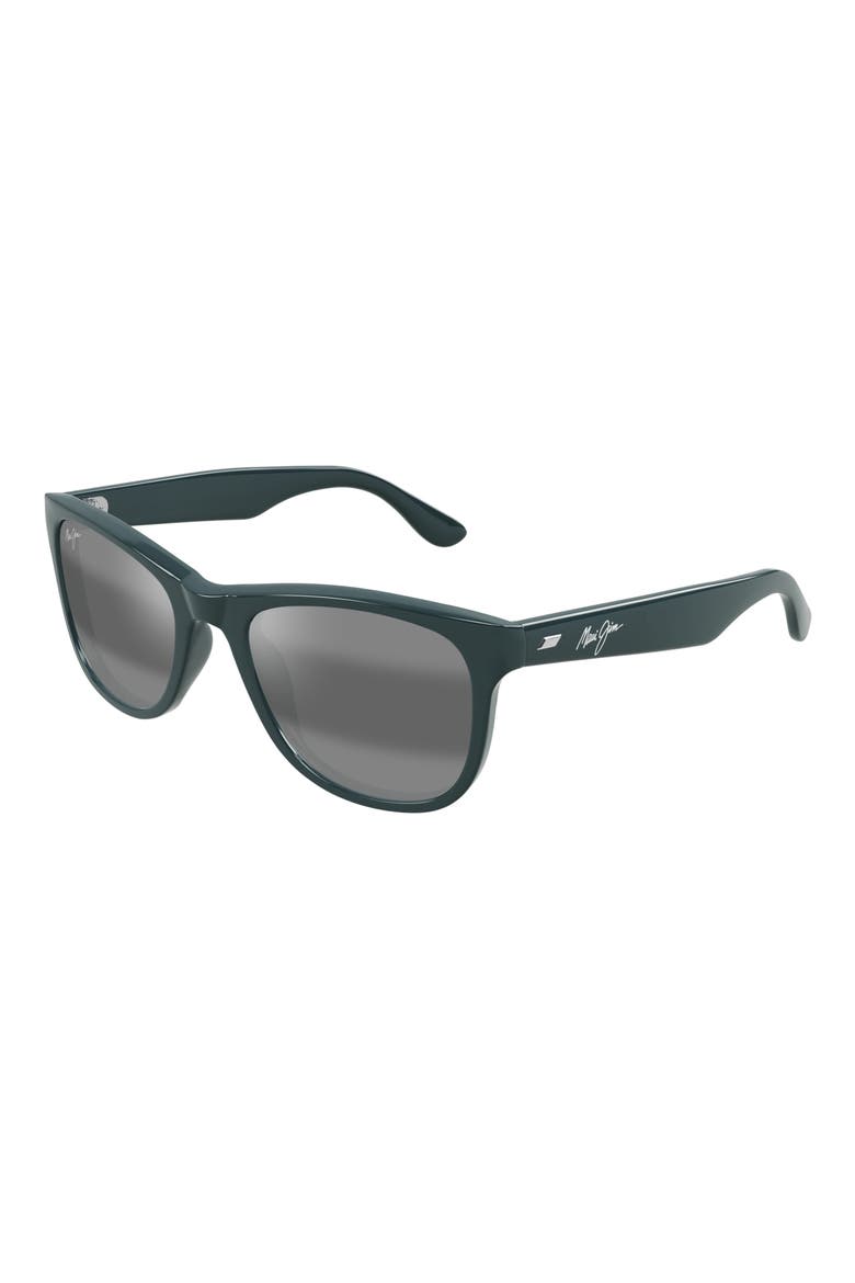 Kikonia XL 53mm Wraparound Rectangular Sunglasses, Alternate, color, SHINY SOLID GREYISH BLUE/ GREY