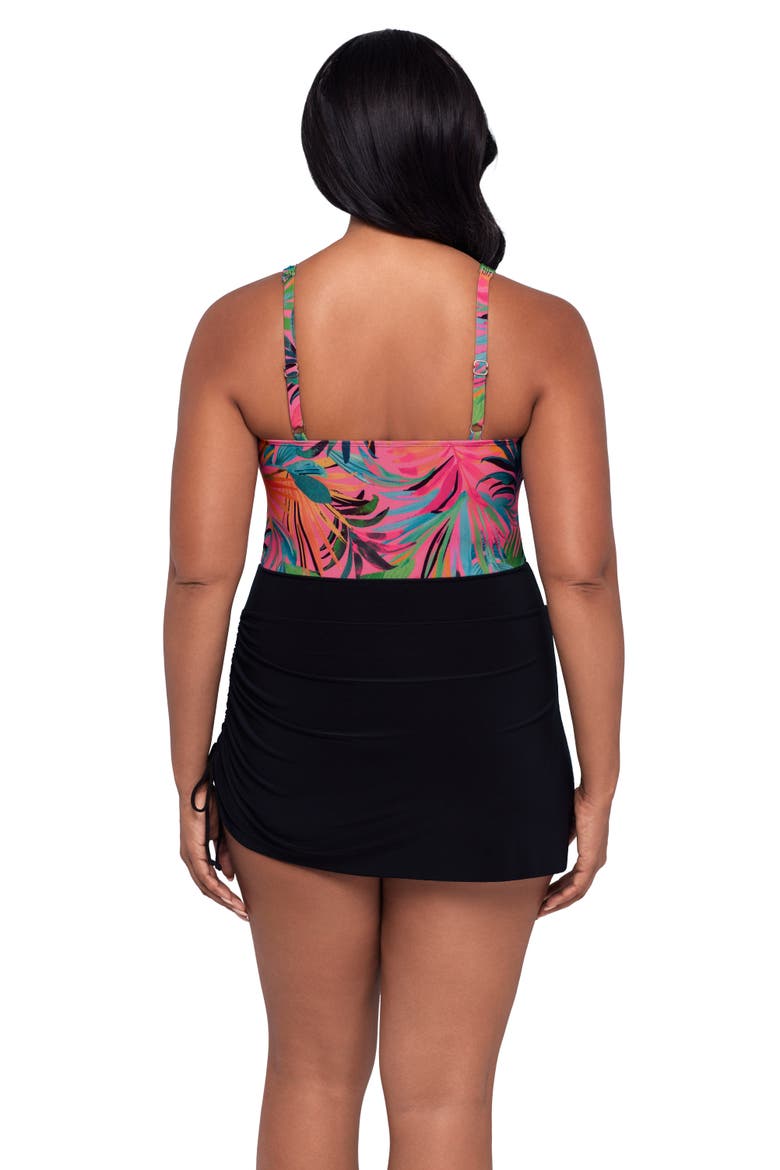 Julie Adjustable Skirt Control Swim Dress, Alternate, color, Amazonian Palms