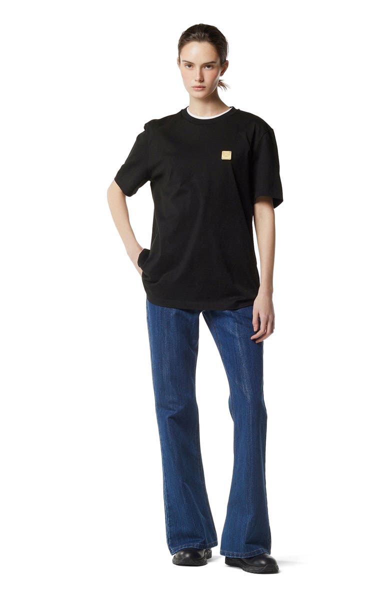MCM Logo Plate T-Shirt in Organic Cotton, Main, color, Black