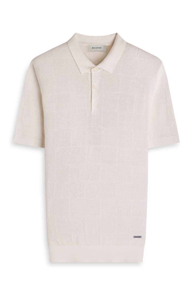 Bugatchi Checkerboard Stitch Polo Sweater, Alternate, color, Chalk