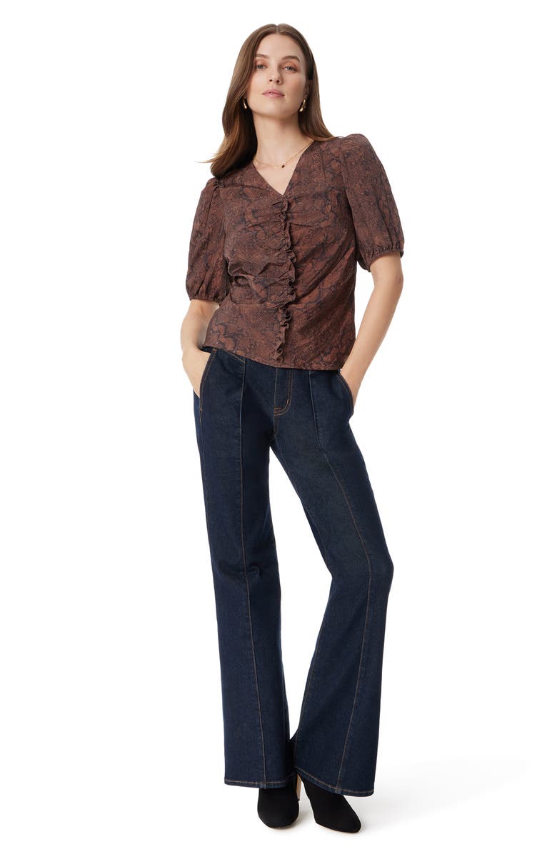 Sam Edelman Dakota Print Shirred Puff Sleeve Top, Alternate, color, Chicory Coffee Snake Charm