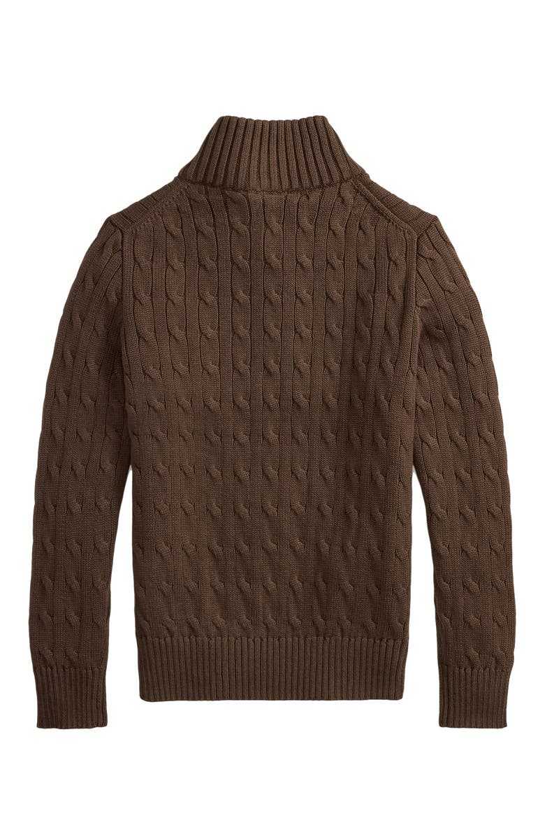 Kids' Cable-Knit Half-Zip Cotton Sweater, Alternate, color, NUTMEG BROWN/ C8985
