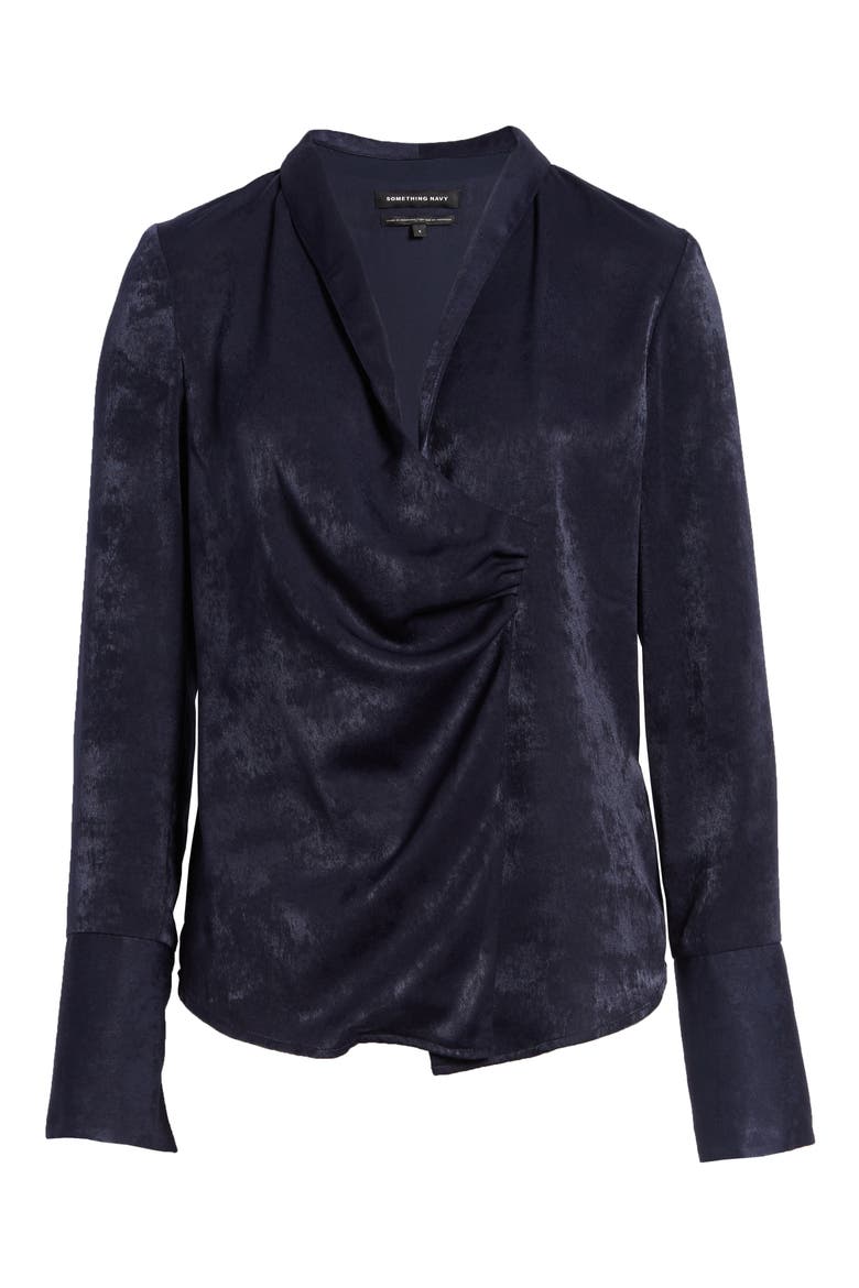 Draped Front Top (Nordstrom Exclusive), Alternate, color, NAVY NIGHT