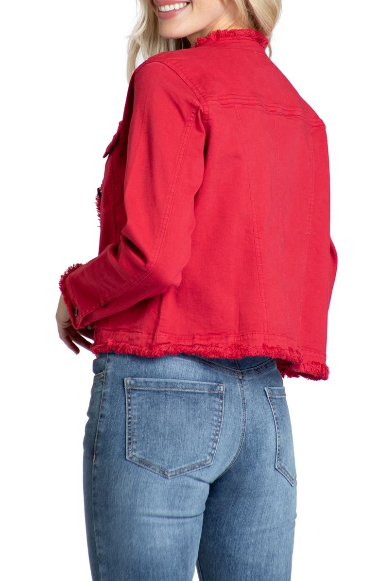 APNY Frayed Collarless Denim Jacket, Alternate, color,