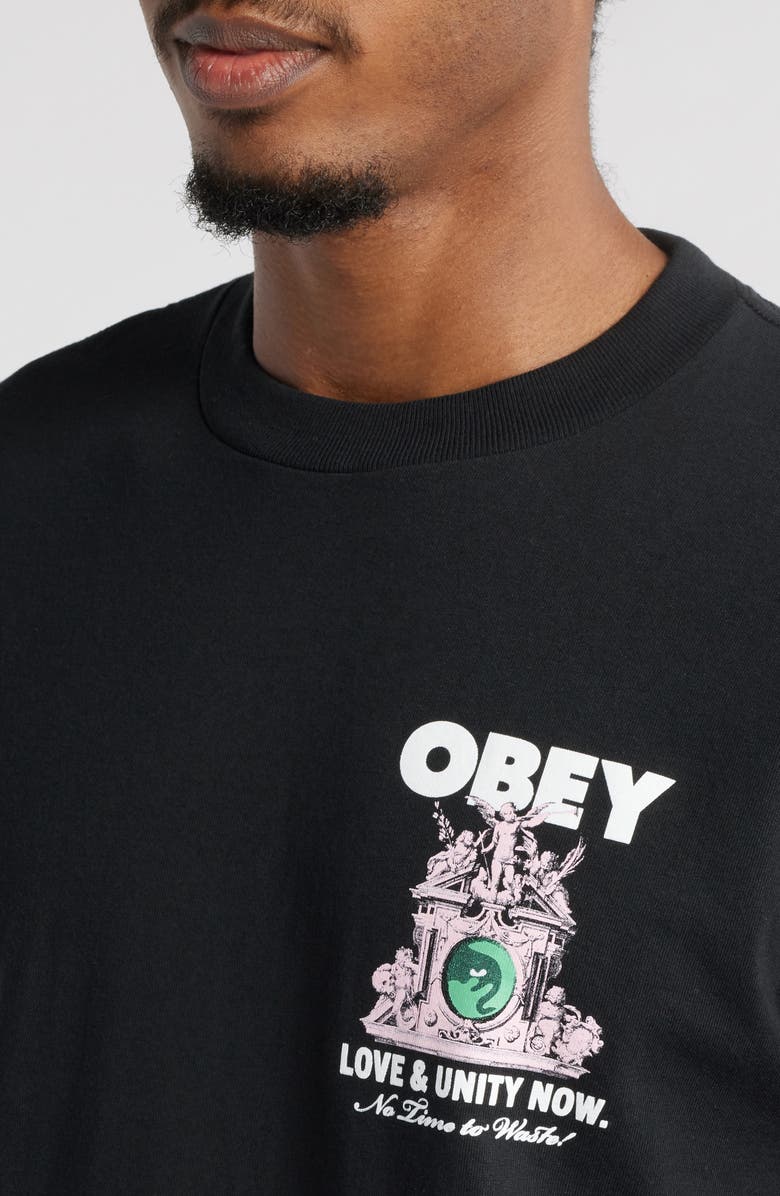 Obey Love & Unity Now Graphic T-Shirt, Alternate, color, Black