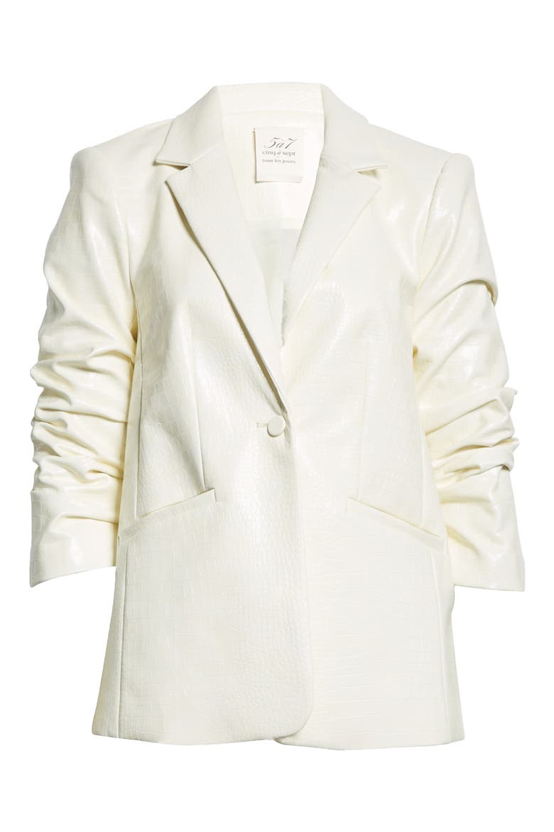 Kylie Faux Croc Embossed Blazer, Alternate, color, ALABASTER