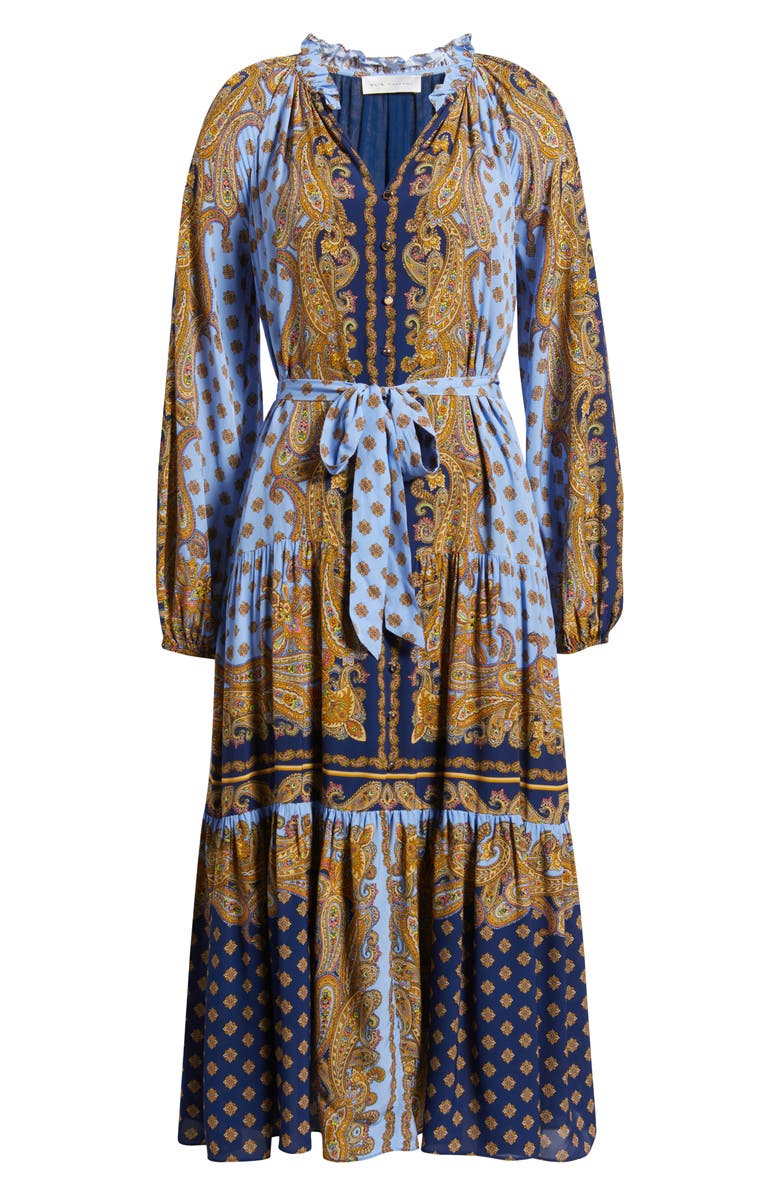 Elie Tahari The Sienna Paisley Long Sleeve Tiered Dress, Alternate, color, 