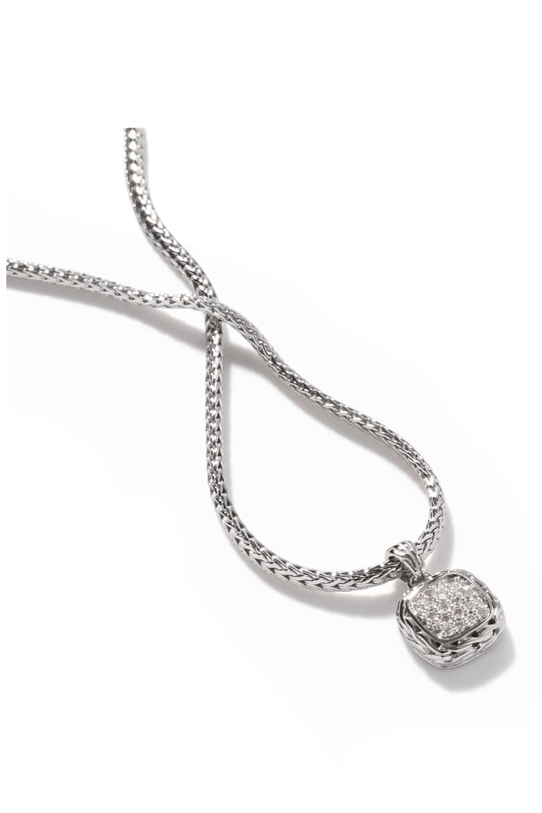 Carved Chain Necklace, Silver, Diamonds, Alternate, color, SILVER