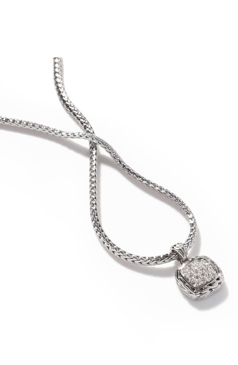 John Hardy Carved Chain Necklace, Silver, Diamonds, Alternate, color, Silver