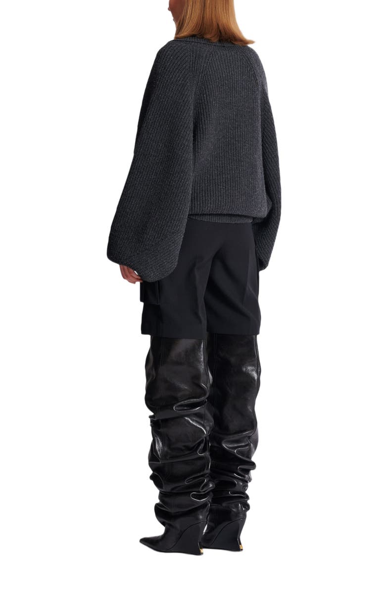 Balmain Oversized Wrap Knit Jumper, Alternate, color, Grey
