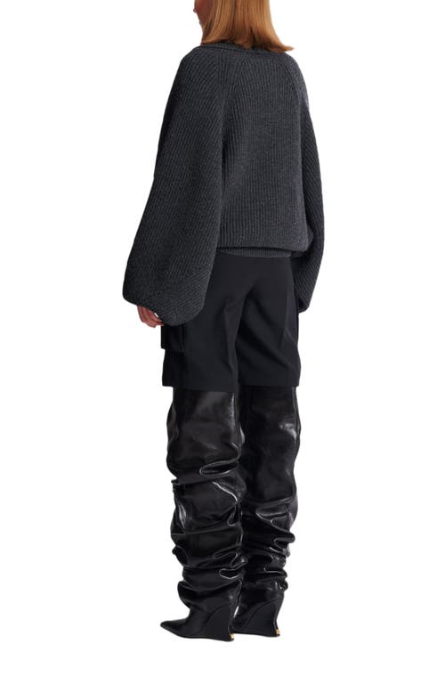Balmain Oversized Wrap Knit Jumper In Gray