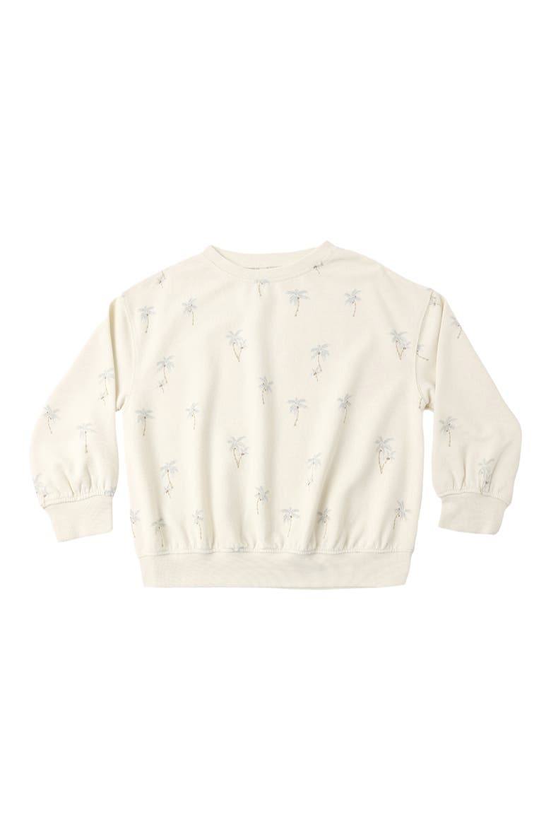 Palm Print Cotton Blend Fleece Sweatshirt, Alternate, color, NATURAL
