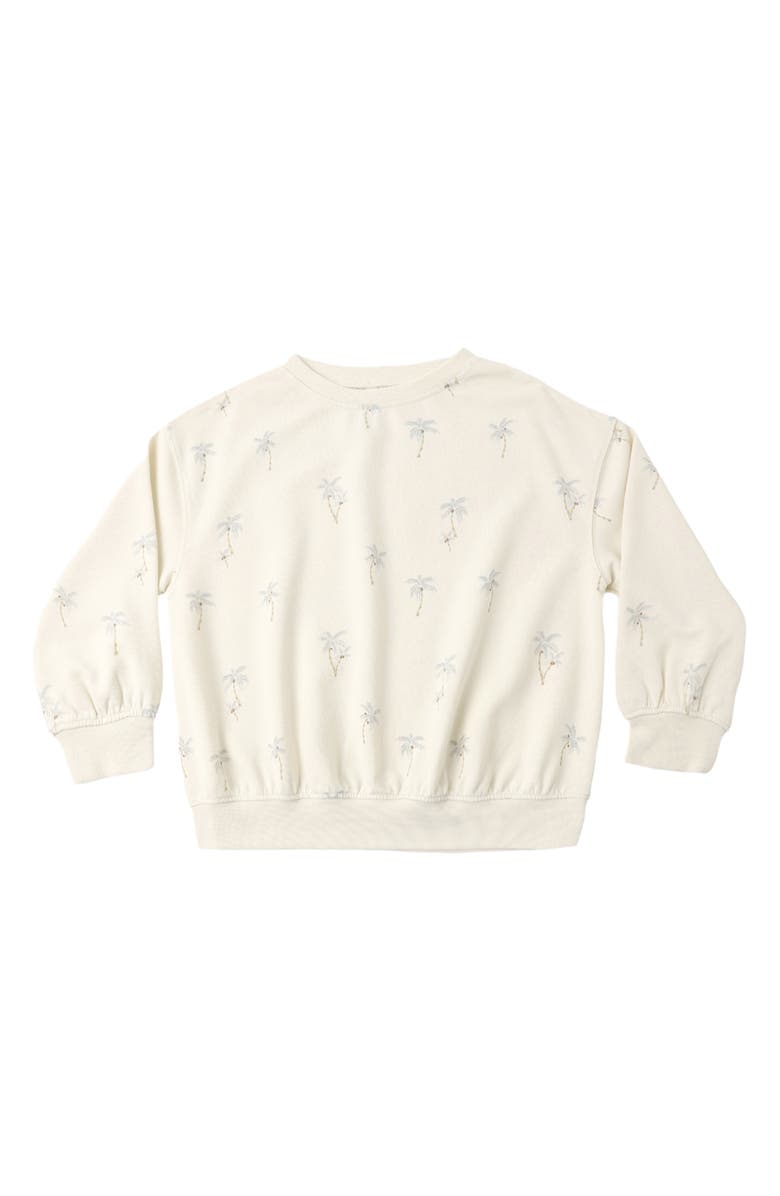 Rylee + Cru Palm Print Cotton Blend Fleece Sweatshirt, Alternate, color, Natural