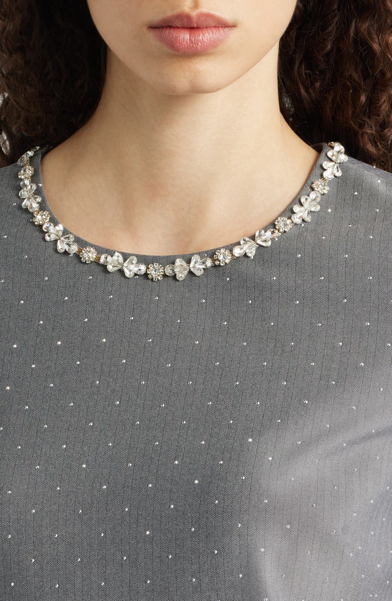 Eliza J Bejeweled Short Sleeve Drop Waist Dress, Alternate, color, Grey