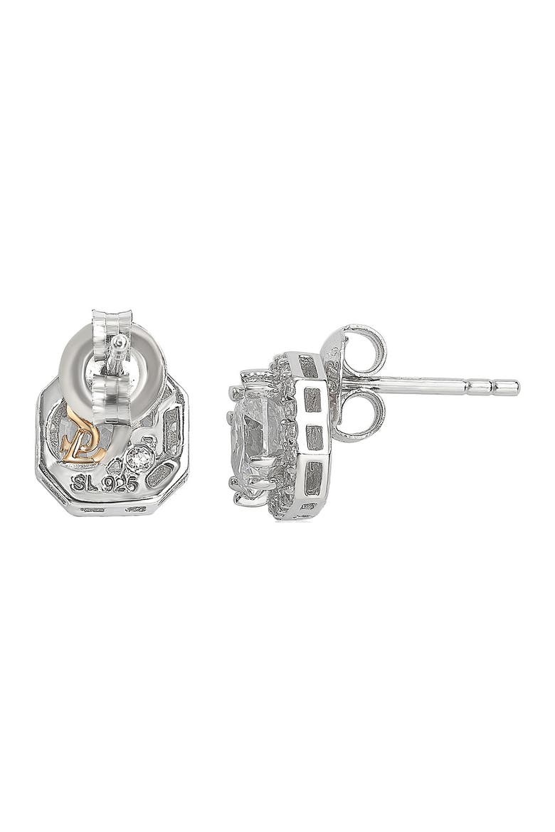 Sterling Silver White CZ Cushion-Cut Halo Stud Earrings, Alternate, color, WHITE