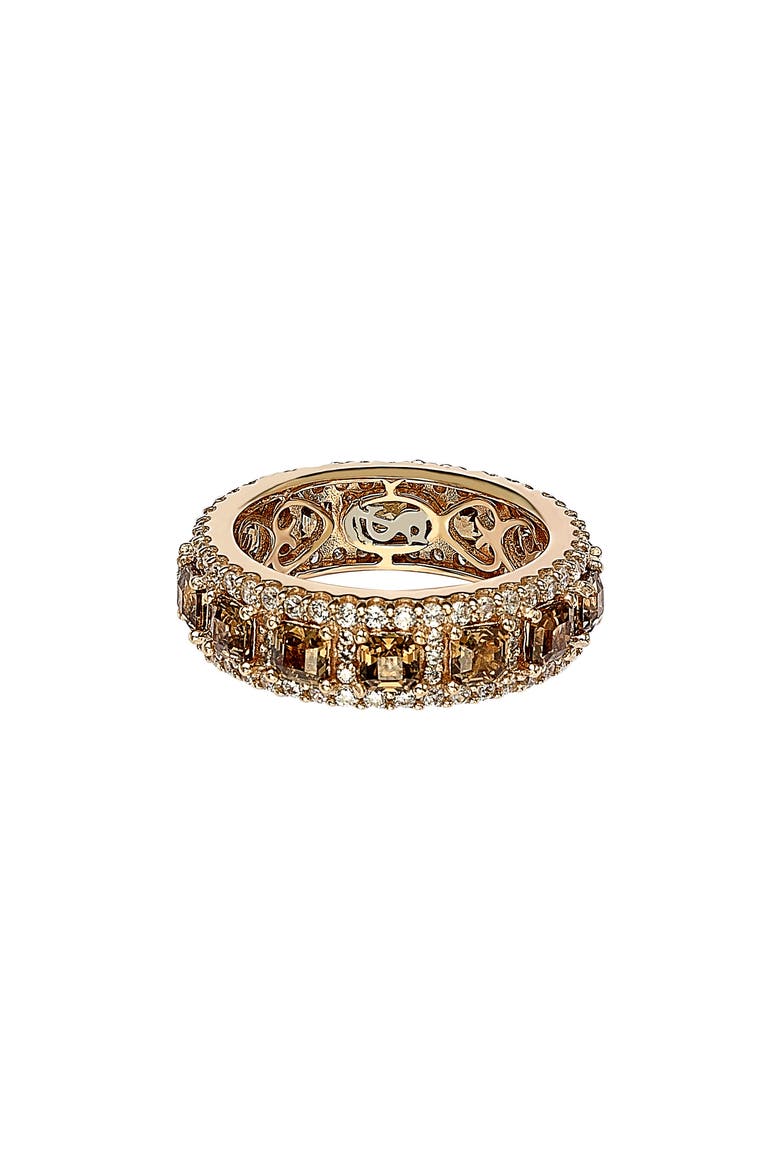 Brown & White Cubic Zirconia Eternity Band Ring, Alternate, color, BROWN