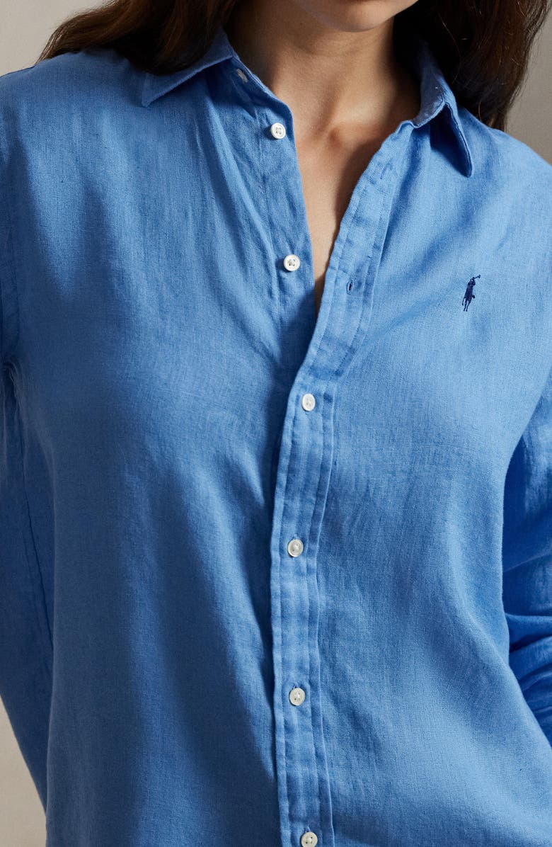Polo Ralph Lauren Classic Fit Linen Button-Up Shirt, Alternate, color, Blue