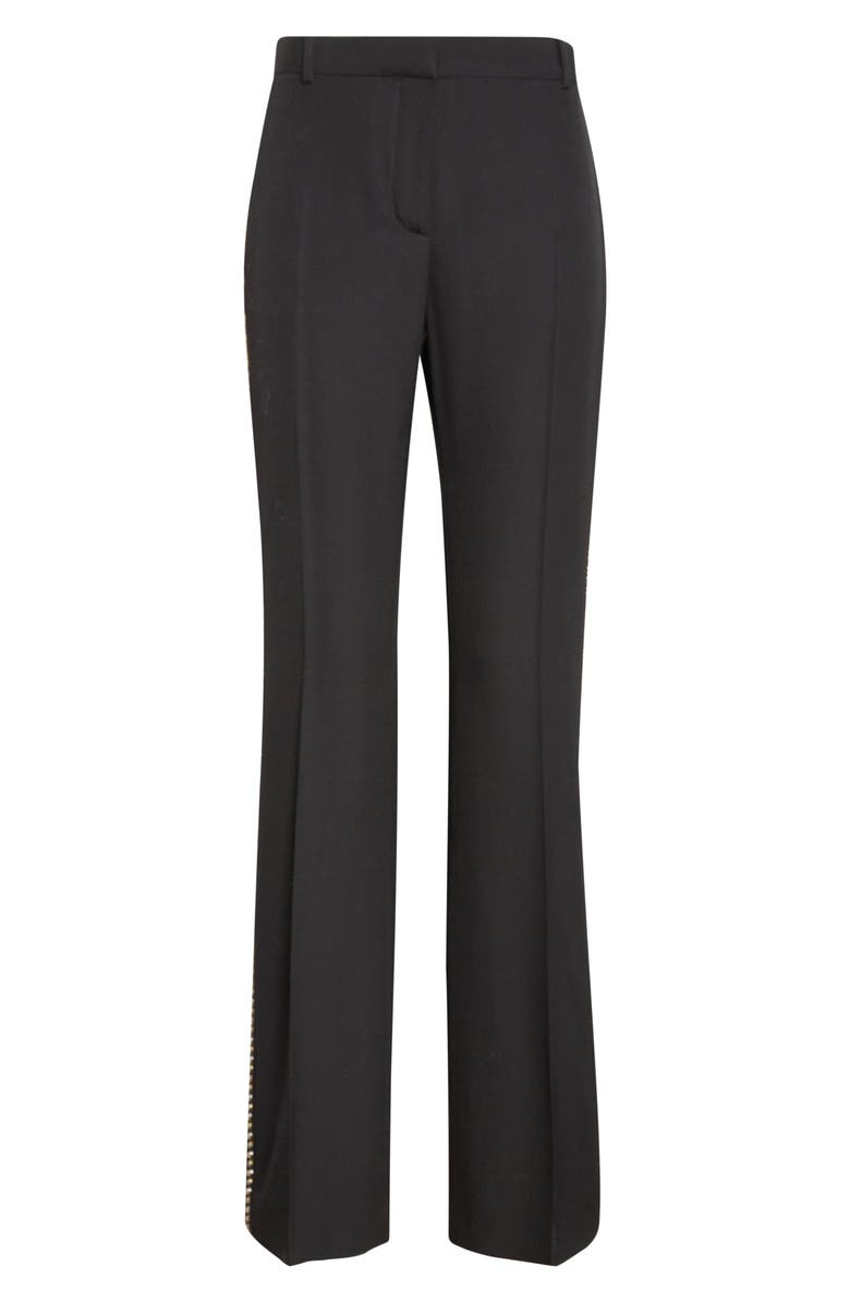 Versace Studded Wool Grain de Poudre Bootcut Pants, Alternate, color, Black