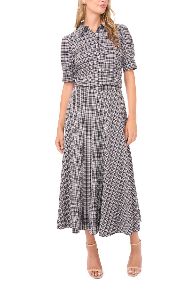 Plaid Full Maxi Skirt, Alternate, color, RICH BLACK