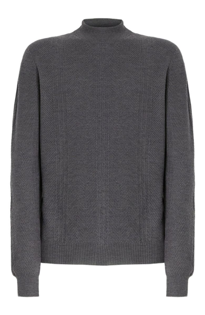 Missoni High-neck Sweater With Tone-on-tone Chevron Pattern, Alternate, color, Grey