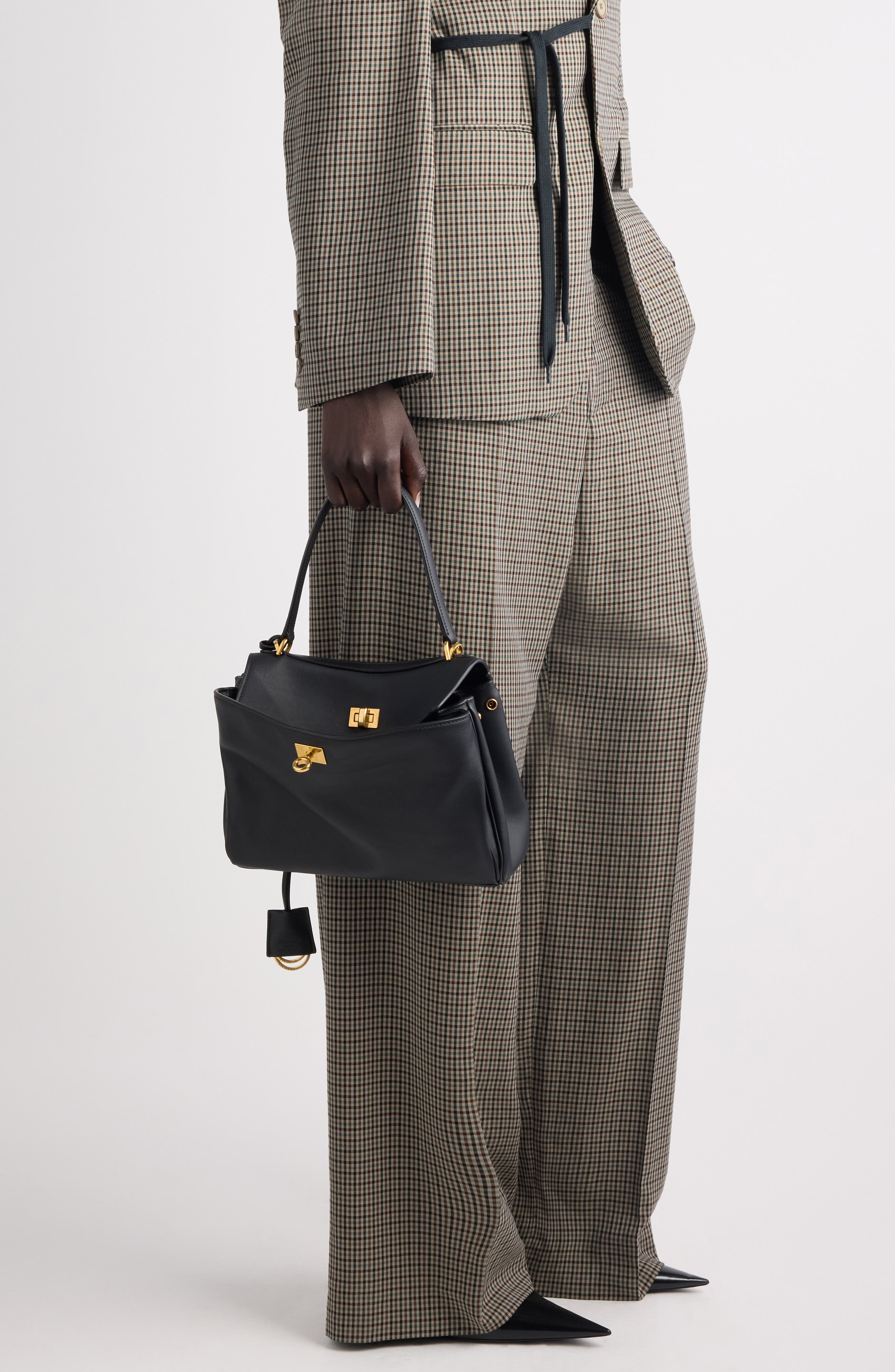 Balenciaga Mini Rodeo Leather Top Handle Bag, Alternate, color, 1000 Black