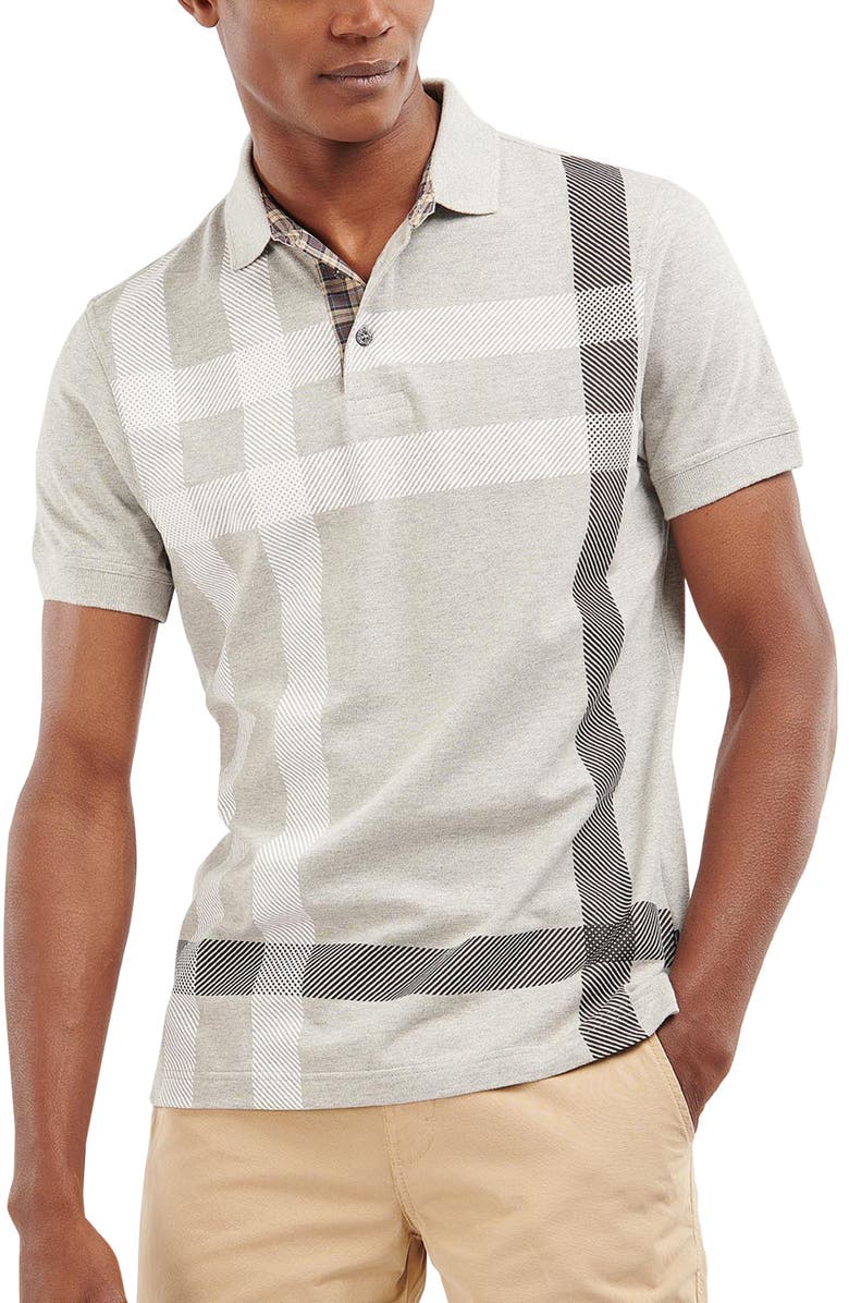 Barbour Blaine Tartan Polo, Main, color, Grey Marl
