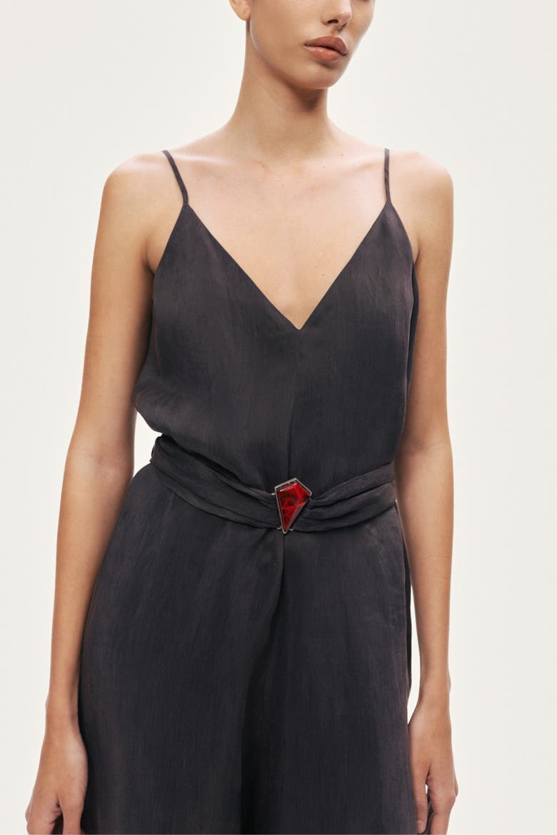 V-Neck Spaghetti Strap Jumpsuit, Alternate, color, Anthracite