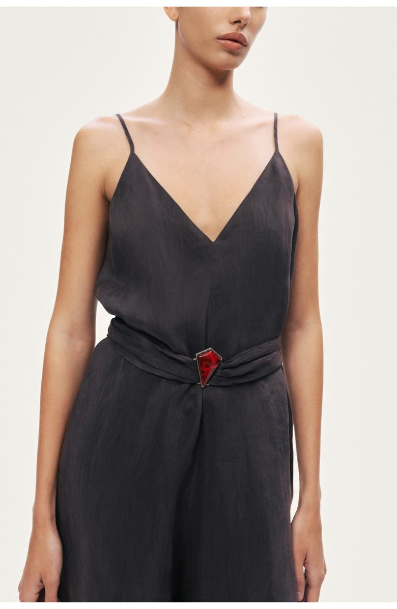 Nocturne V-Neck Spaghetti Strap Jumpsuit, Alternate, color, Anthracite