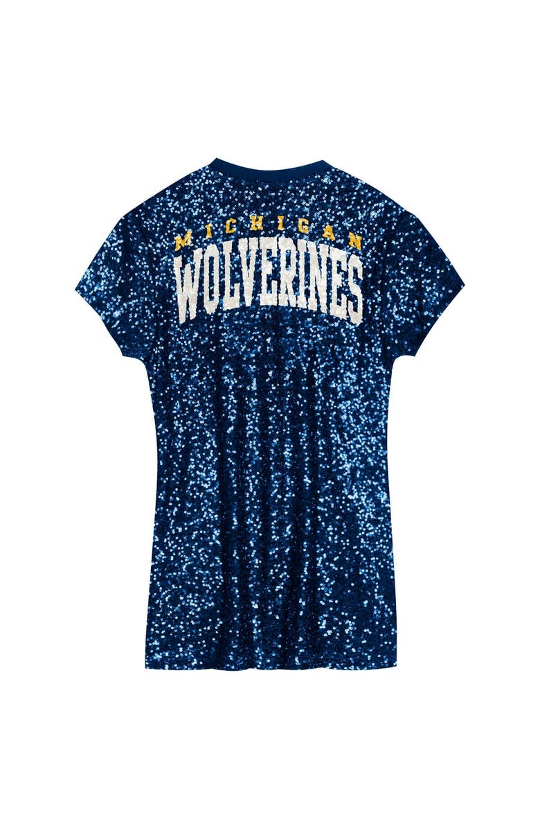 Outerstuff Preschool  Navy Michigan Wolverines Sequin V-Neck Dress, Alternate, color, Navy