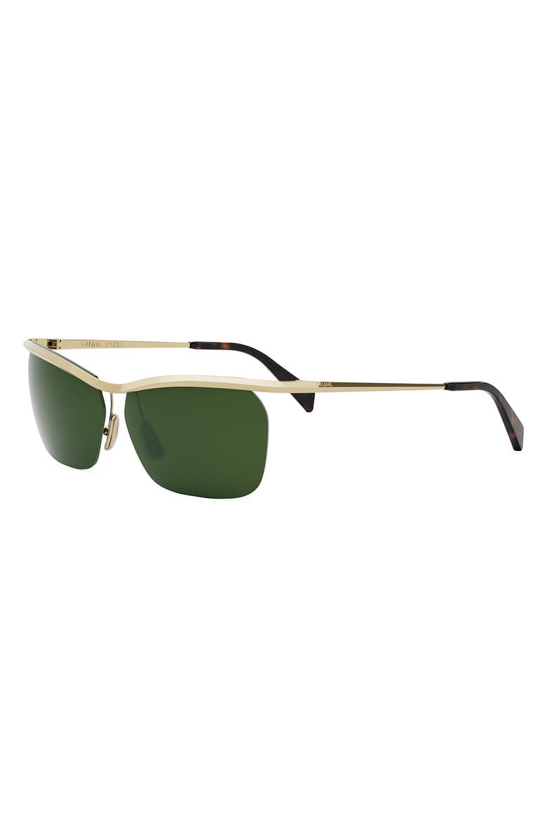 CELINE 62mm Oversize Geometric Sunglasses, Alternate, color, Shiny Endura Gold / Green